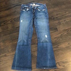 True Religion size 28 distressed jeans.